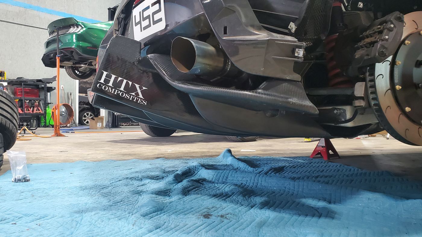 HTX Composites carbon fiber diffuser on race car #452