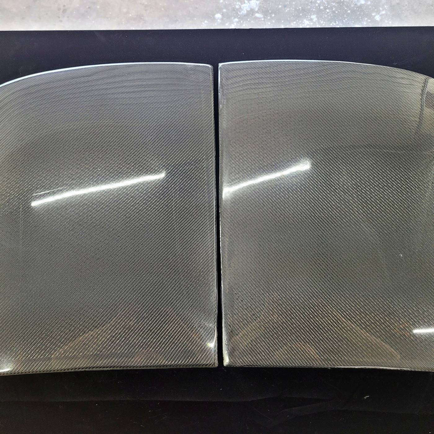 Custom carbon fiber T-top panels — 2x2 twill wet layup, in-house fabrication